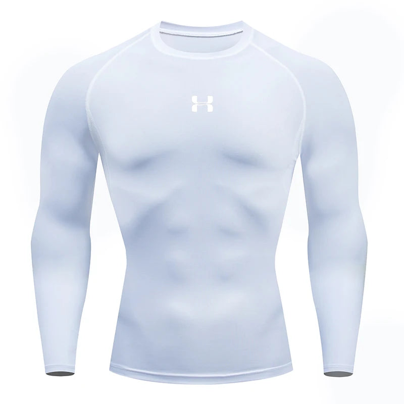 Camiseta Masculina de Compressão Manga Longa – Esportiva, Respirável e Ideal para Corrida, Treinos e Academia